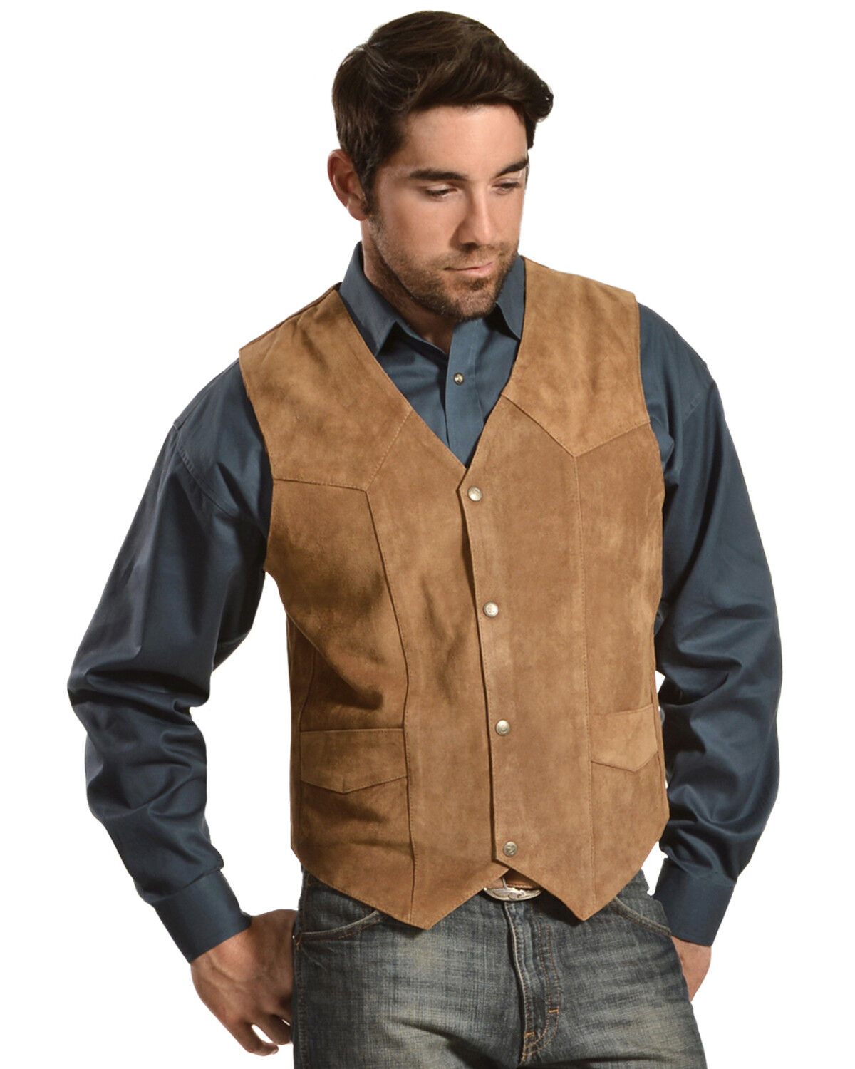 Image #2 - Liberty Wear Men's Suede Western Vest, Brown, hi-res