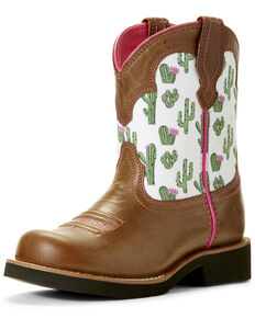 Ariat Youth Girls' Cactus Print Western Boots - Round Toe, Sand, hi-res