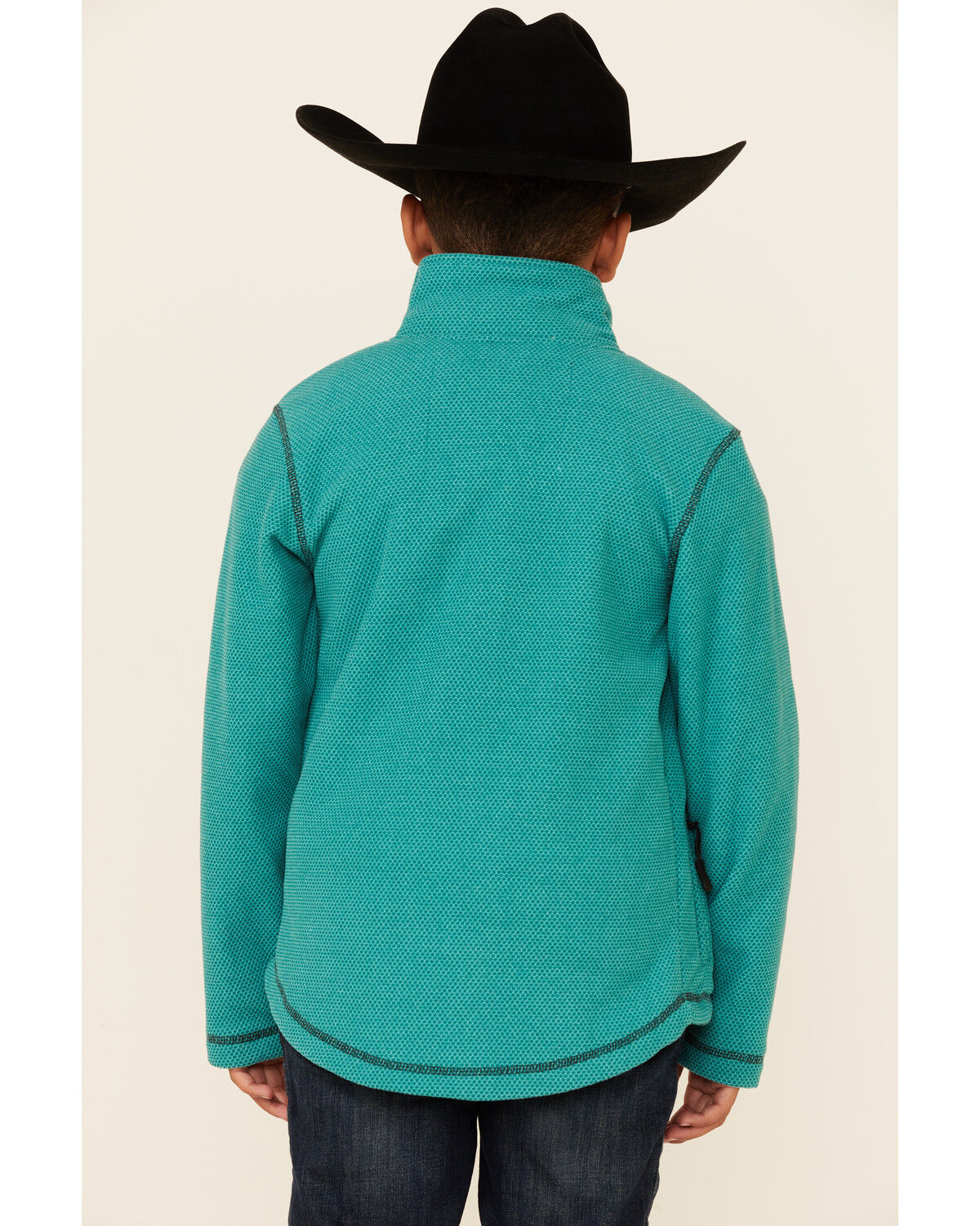 Image #4 - Powder River Outfitters Boys' Honeycomb Performance Zip-Front Fleece Jacket, Jade, hi-res