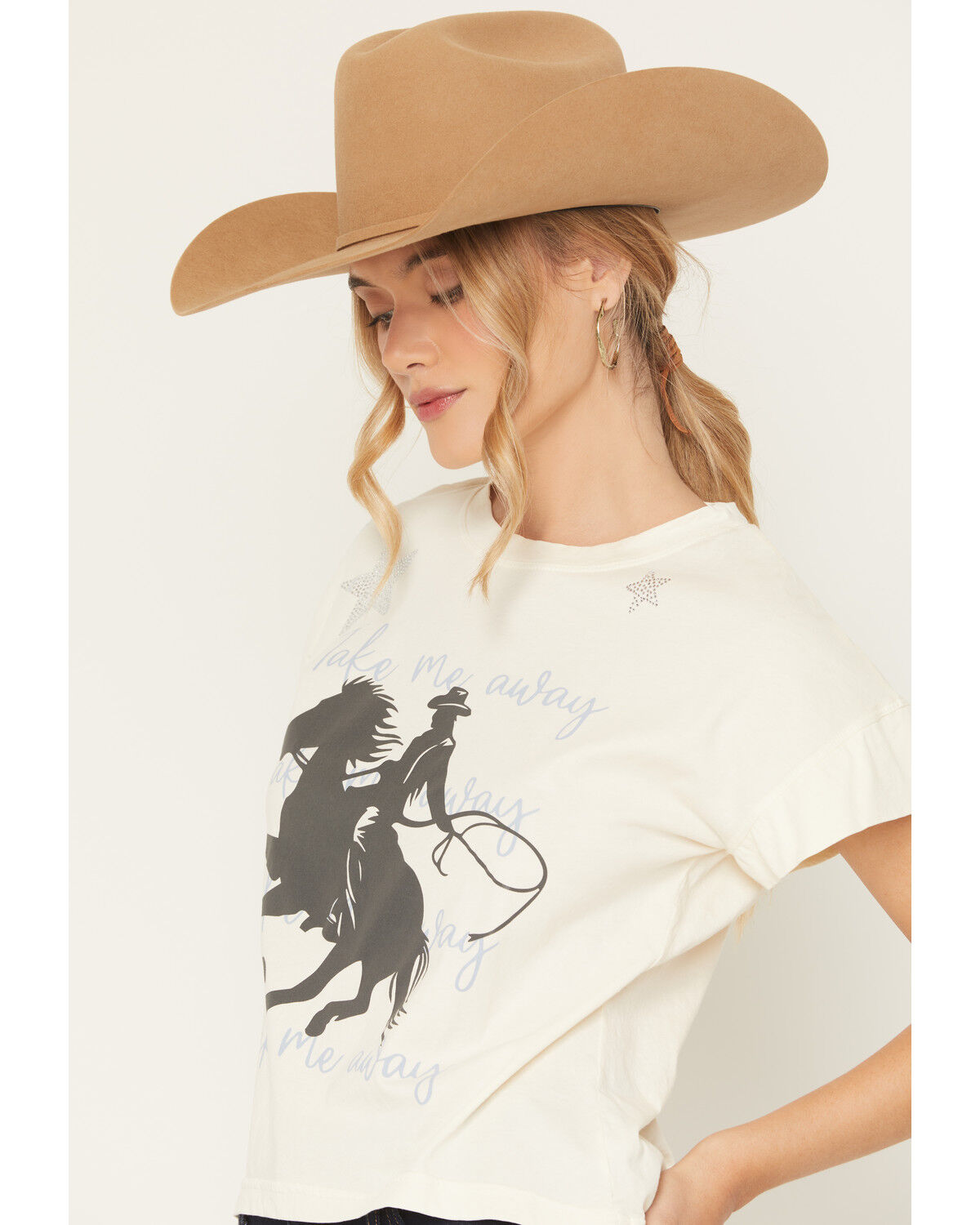 Image #2 - All Us Women's Cowboy Star Short Sleeve Graphic Tee, White, hi-res