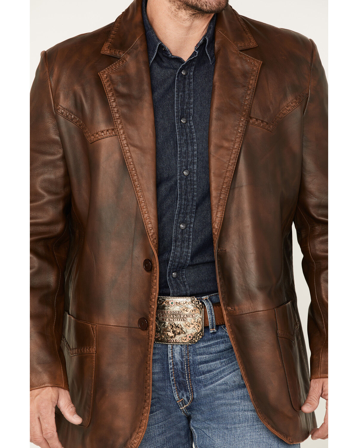 Image #3 - Cripple Creek Men's Boot Stitched Leather Blazer, , hi-res