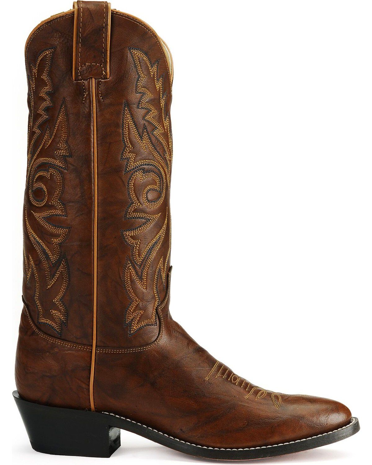 Image #2 - Justin Men's Marbled Deerlite Western Boots - Round Toe, Chestnut, hi-res