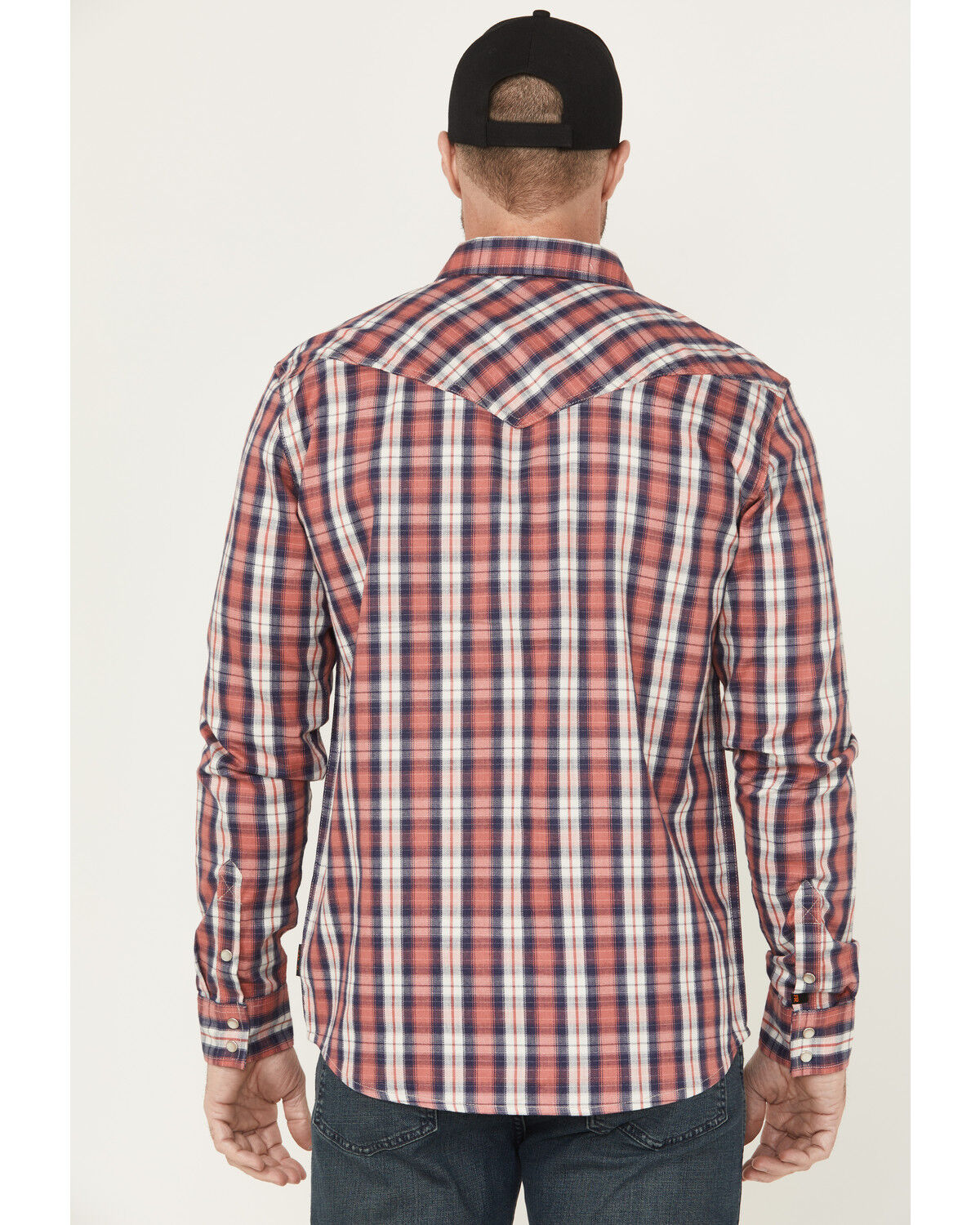 Image #4 - Cody James Men's FR Plaid Print Long Sleeve Snap Work Shirt, Red, hi-res