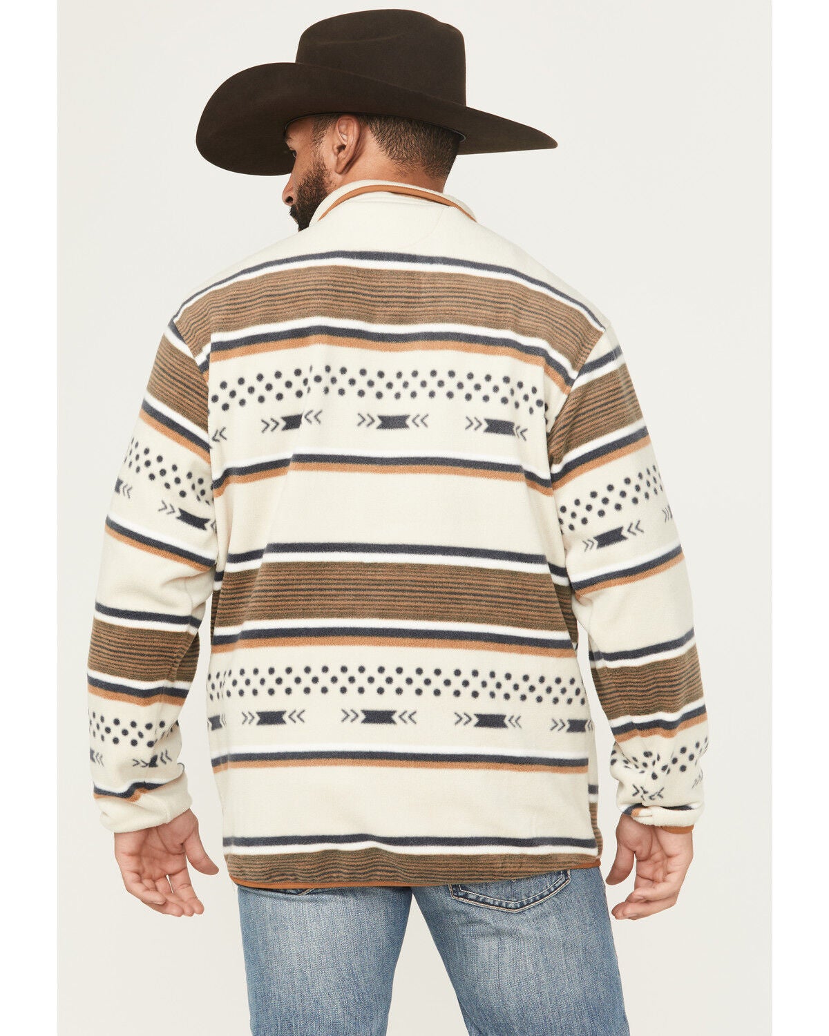 Image #4 - Cinch Men's Striped 1/4 Snap Pullover, Cream, hi-res