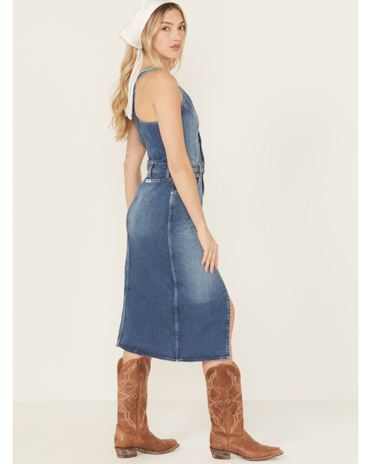 Image #3 - Wrangler Women's Racerback Button-Down Denim Midi Dress, Blue, hi-res