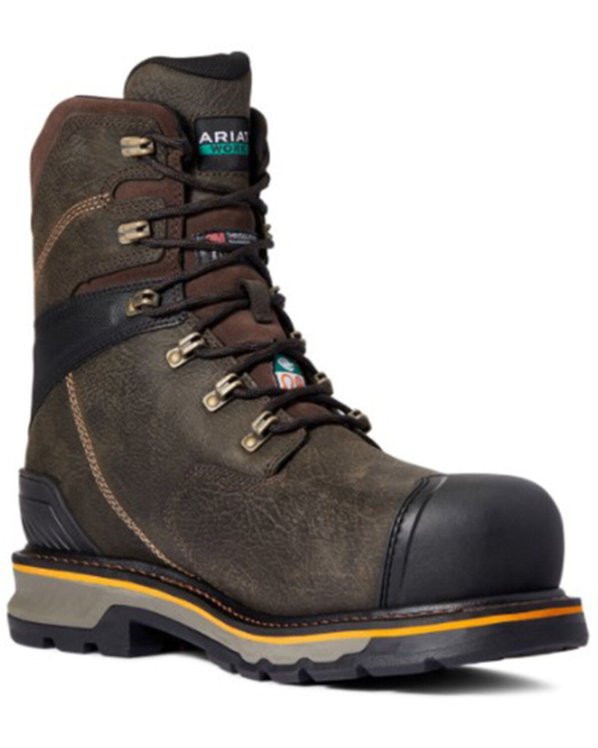 Ariat Men's Stump Jumper H20 8" Lace-Up CSA Glacier Grip Work Boots - Composite Toe, Brown, hi-res