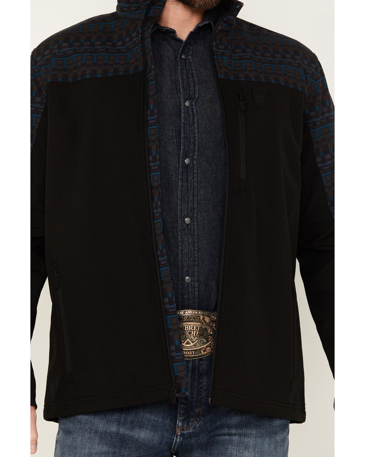 Image #3 - RANK 45® Men's Southwestern Block Print Softshell Jacket - Big, Black, hi-res