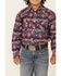 Dale Brisby Boys' Navy Southwestern Print Long Sleeve Snap Western Shirt , Navy, hi-res