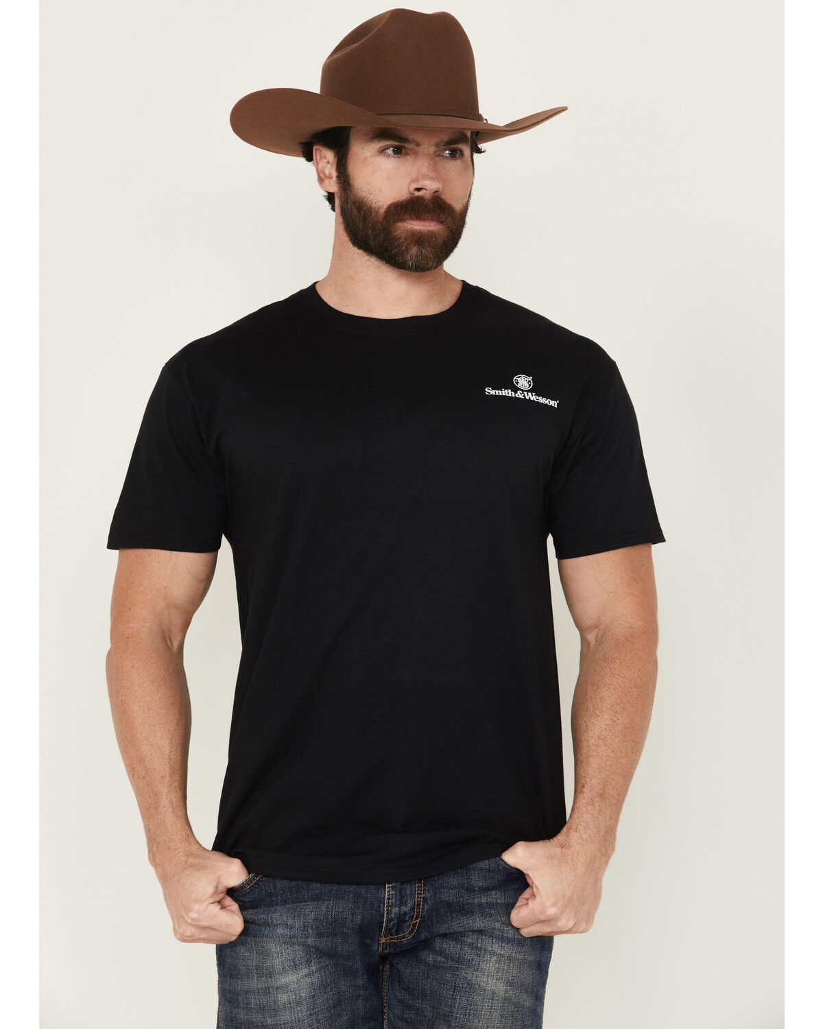 Image #2 - Smith & Wesson Men's Logo Short Sleeve Graphic T-Shirt, Black, hi-res