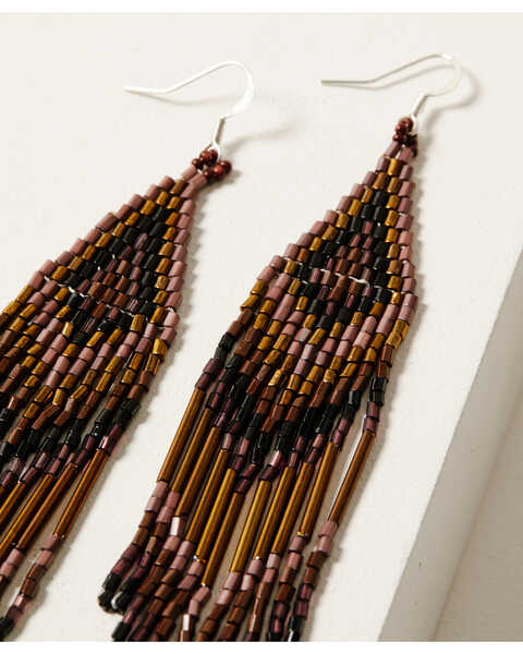 Image #2 - Idyllwind Women's Potomac Purple Seed Bead Fringe Earrings, Purple, hi-res