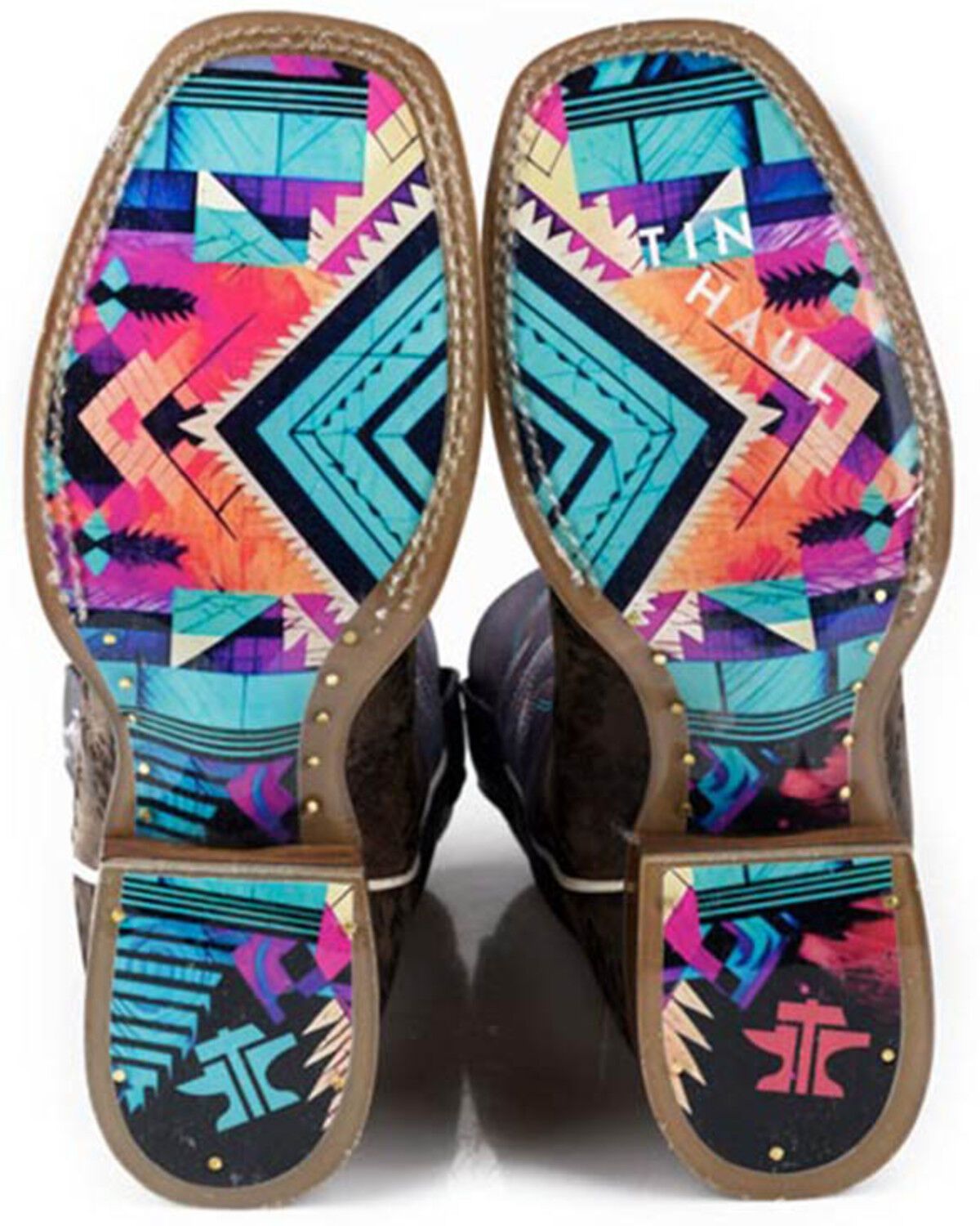 Image #2 - Tin Haul Women's Sizzling Aztec Western Boots - Broad Square Toe, Brown, hi-res