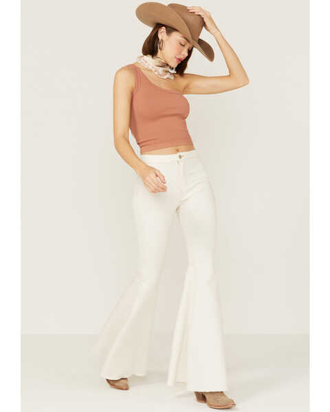 Free People Women's High Rise Just Float On Flare Jeans, Off White, hi-res