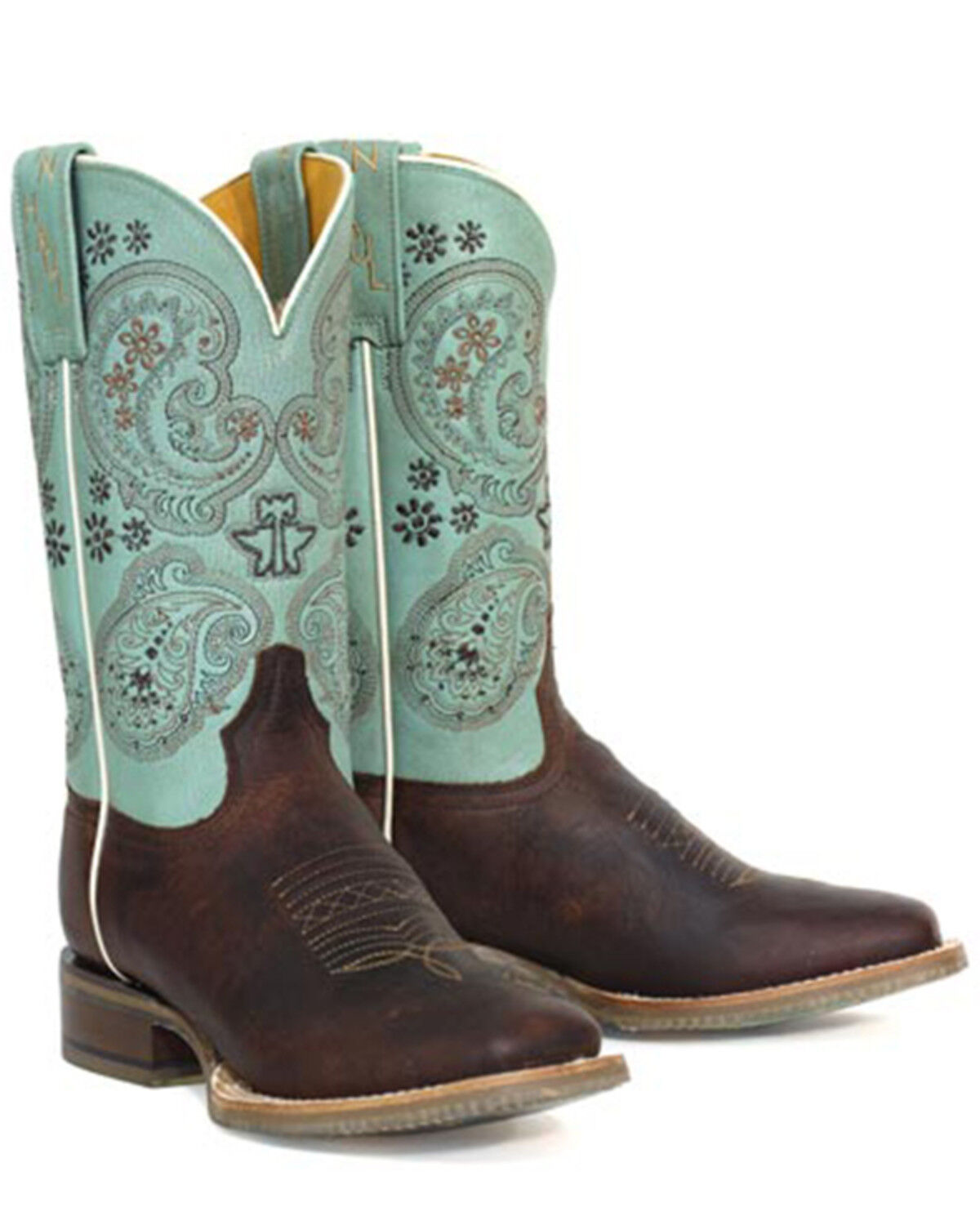 Image #1 - Tin Haul Women's Yee Haw Two Western Boots - Broad Square Toe, White, hi-res