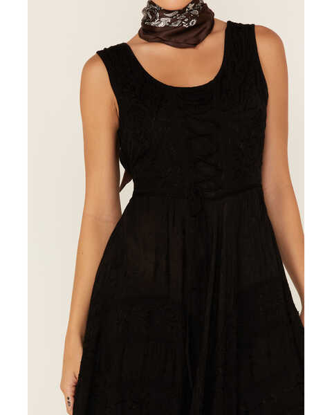 Image #3 - Scully Women's Lace-Up Jacquard Midi Dress, Black, hi-res