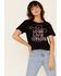 Country Deep Women's Long Live Cowboys Neon Graphic Cropped Tee , Black, hi-res