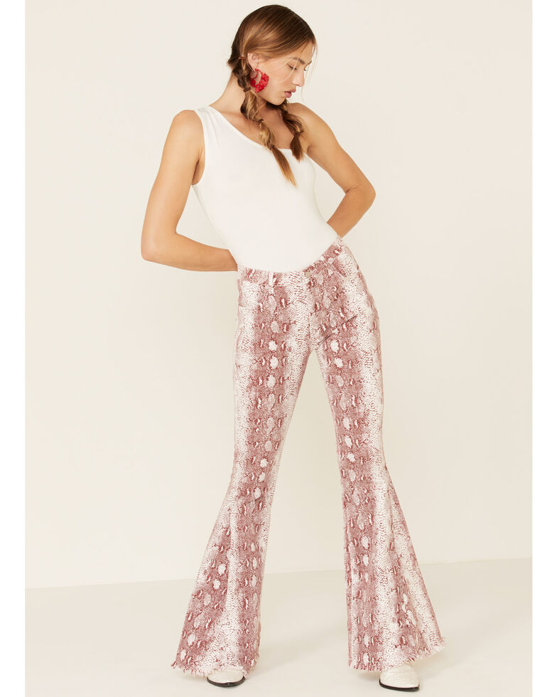 Saints Hearts Women S Snake Print Flare Jeans Country Outfitter