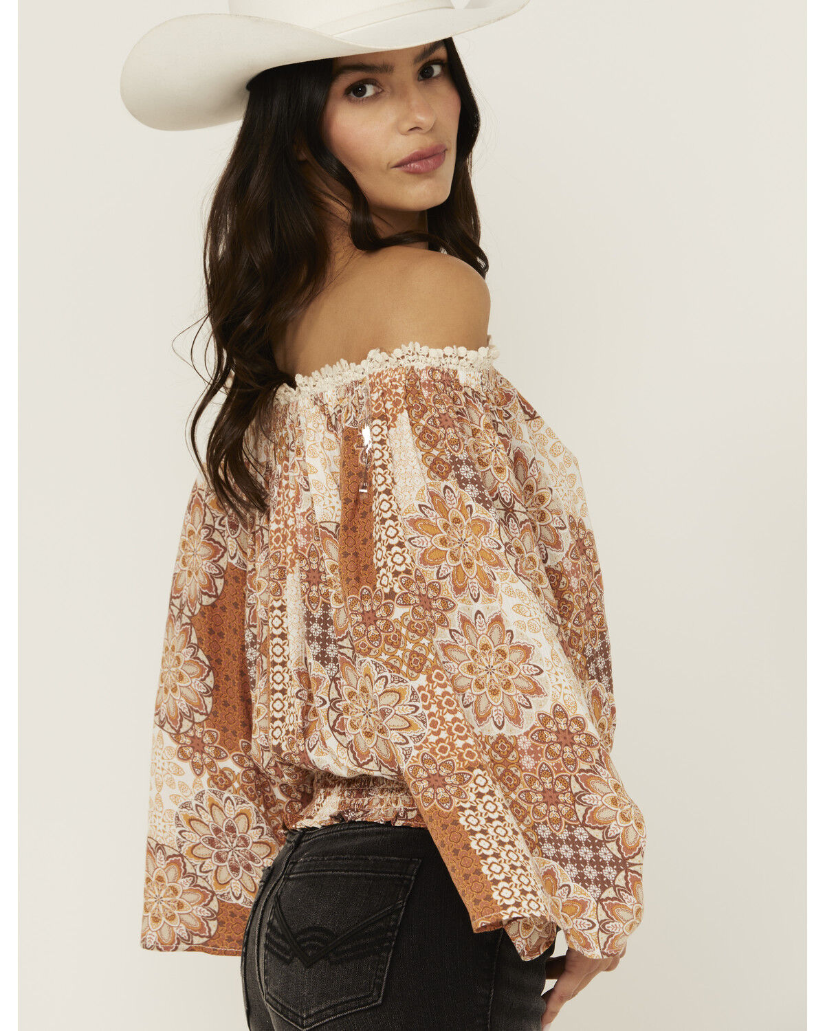Image #2 - Wild Moss Women's Off The Shoulder Peasant Top, Multi, hi-res