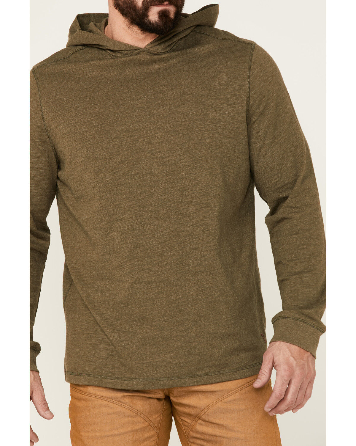 Image #3 - Brothers and Sons Men's Solid Heather Slub Long Sleeve Hooded Sweatshirt, Olive, hi-res