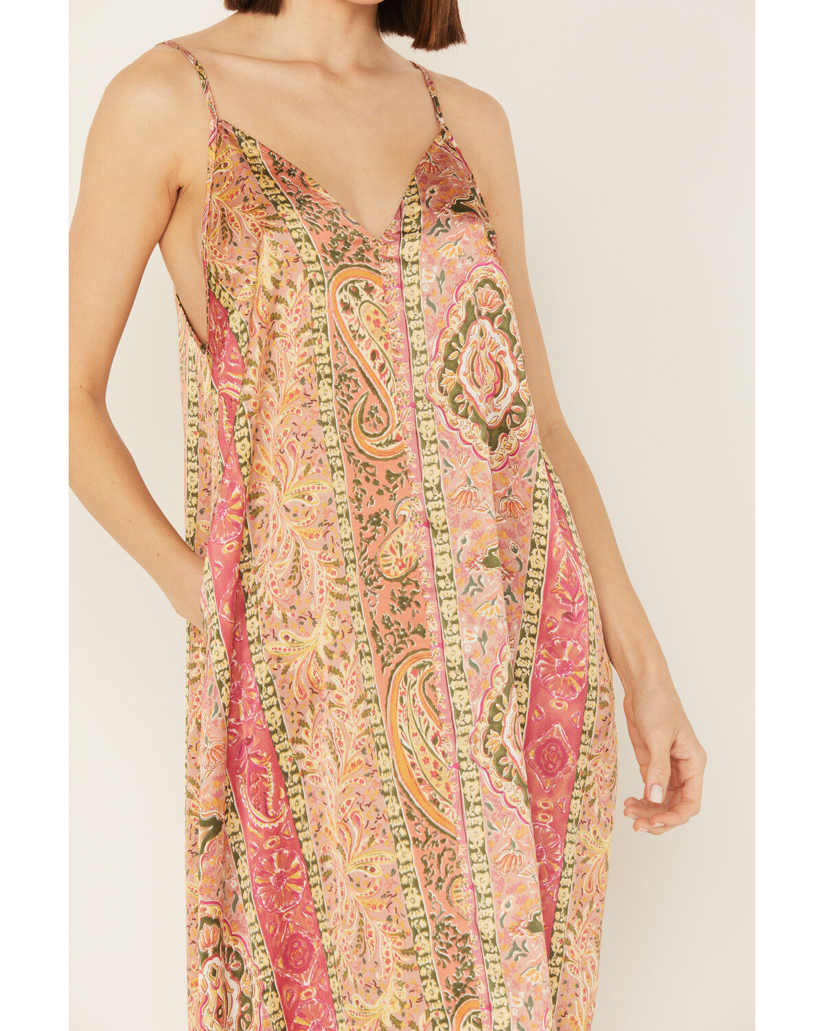 Image #3 - By Together Women's Floral Print V Neck Sleeveless Maxi Dress, Coral, hi-res