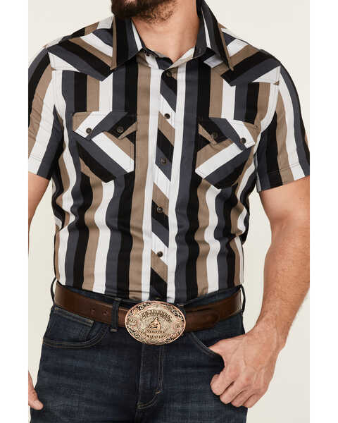 Image #3 - Dale Brisby Men's Striped Short Sleeve Snap Western Shirt , , hi-res