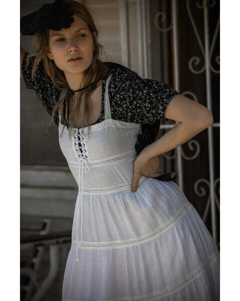 Sadie & Sage Women's Can't Wait Sleeveless Corset Tiered Midi Dress, Off White, hi-res