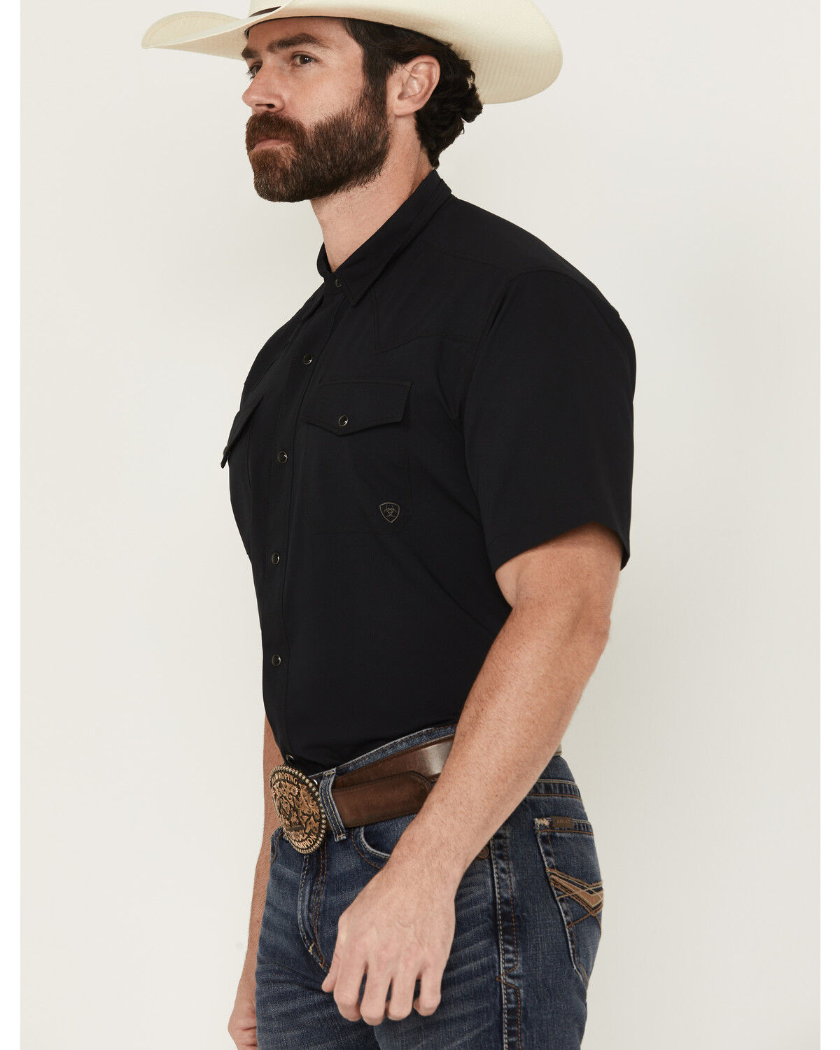 Image #2 - Ariat Men's VentTek Solid Short Sleeve Snap Performance Western Shirt - Tall, , hi-res