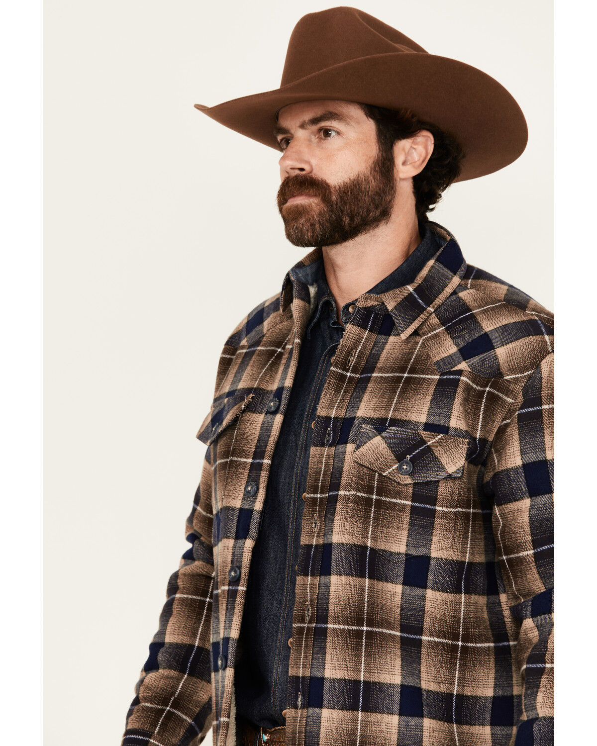 Image #2 - Cody James Men's Barrett Plaid Print Sherpa Lined Button-Down Jacket, Blue, hi-res