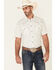Image #1 - Cowboy Hardware Men's Dash Diamond Geo Print Short Sleeve Snap Western Shirt , White, hi-res