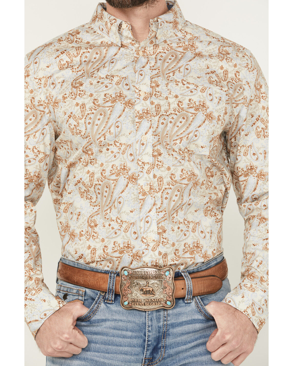 Image #3 - Cody James Men's Porter Floral Print Long Sleeve Button-Down Stretch Western Shirt - Big, Cream, hi-res