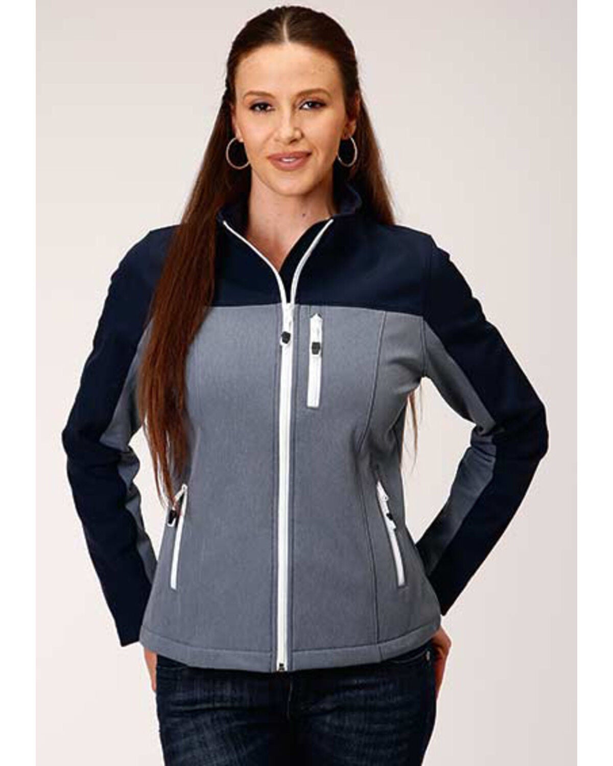 Roper Women's Block Softshell Jacket, Blue, hi-res
