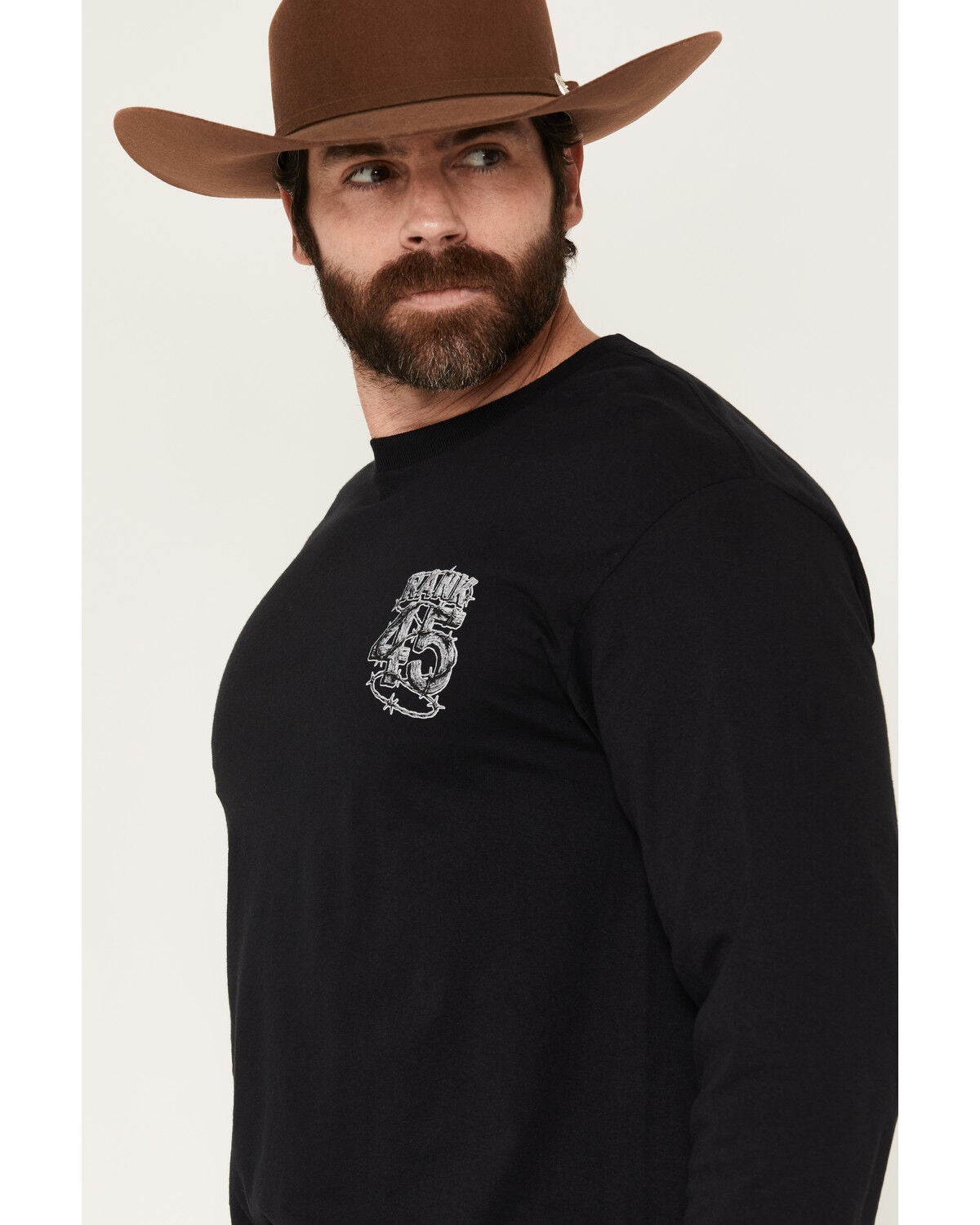 Image #3 - RANK 45&reg; Men's Barbed Wire Steerhead Long Sleeve Graphic T-Shirt, Black, hi-res