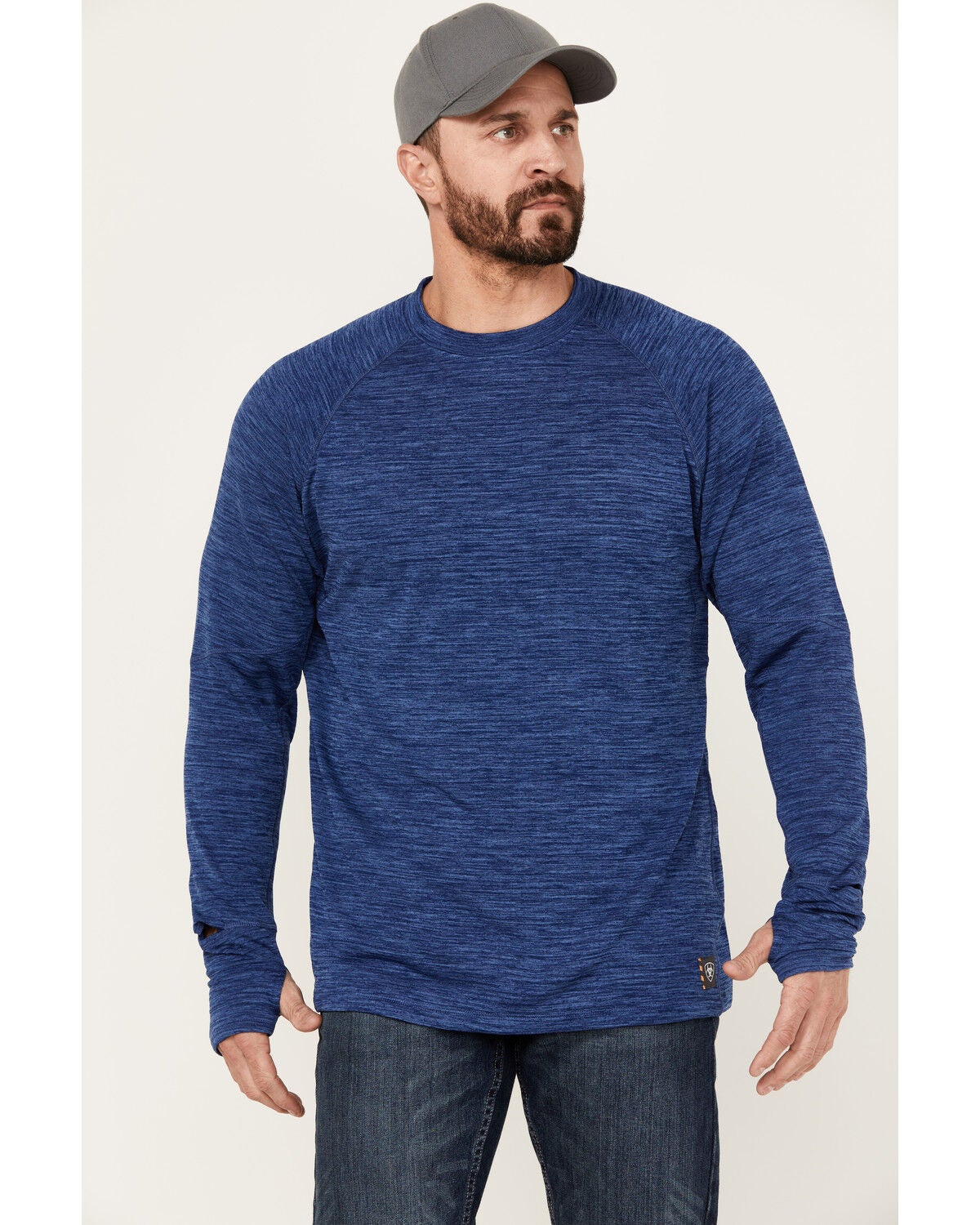 Image #1 - Ariat Men's Rebar Gridwork Long Sleeve Shirt, Blue, hi-res