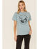 Cut & Paste Women's Teal Mineral Wash Moon Phase Outdoor Graphic Tee, Teal, hi-res