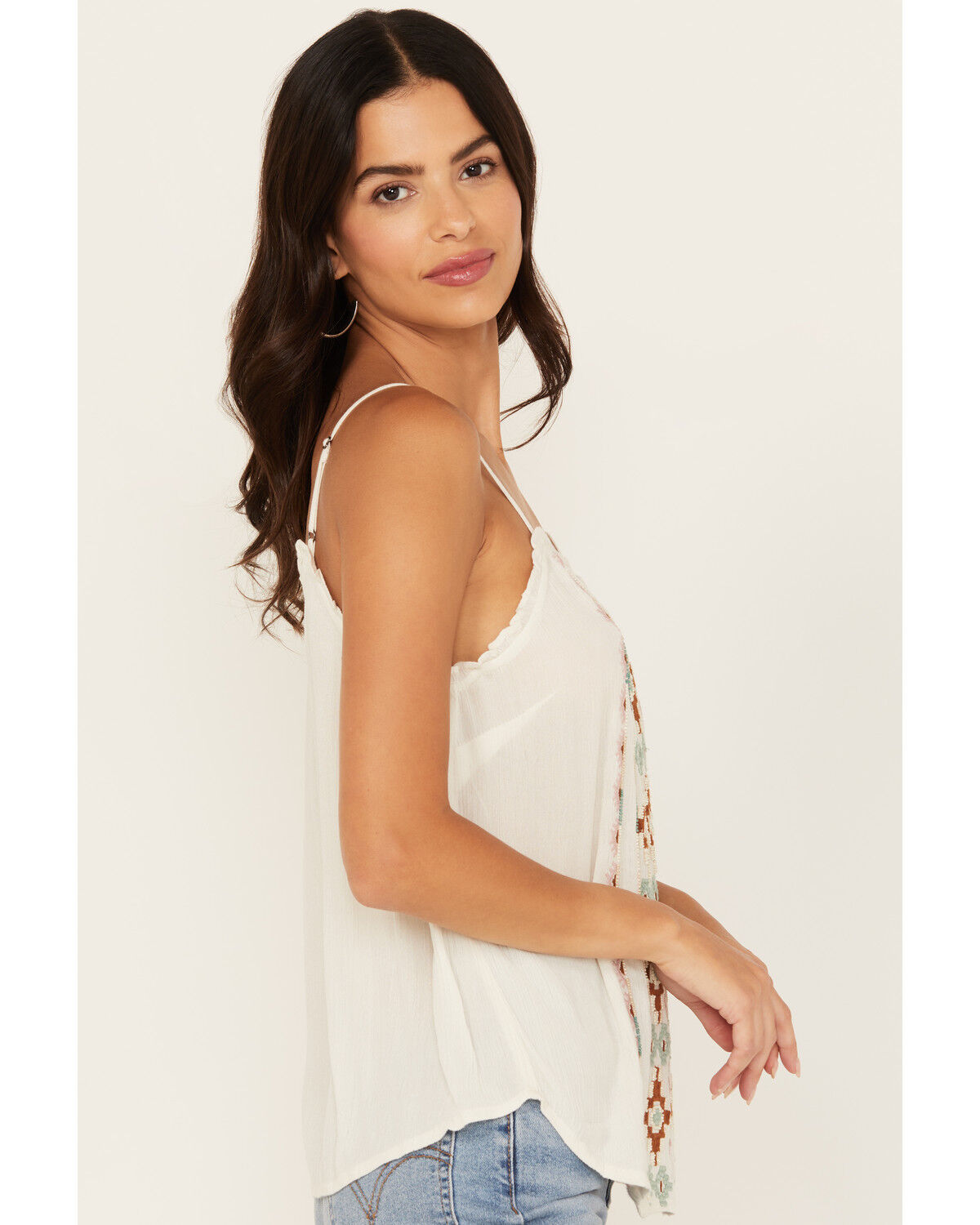Image #2 - Shyanne Women's Southwestern Beaded Cami, Cream, hi-res