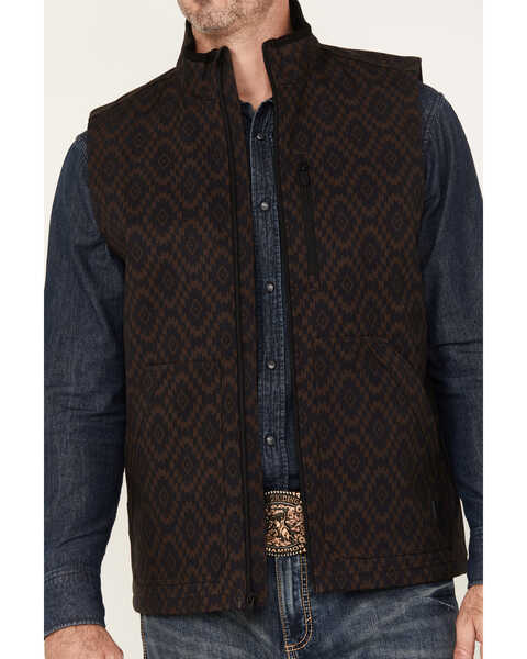 Image #3 - RANK 45® Men's Southwestern Print Softshell Vest, Chocolate, hi-res