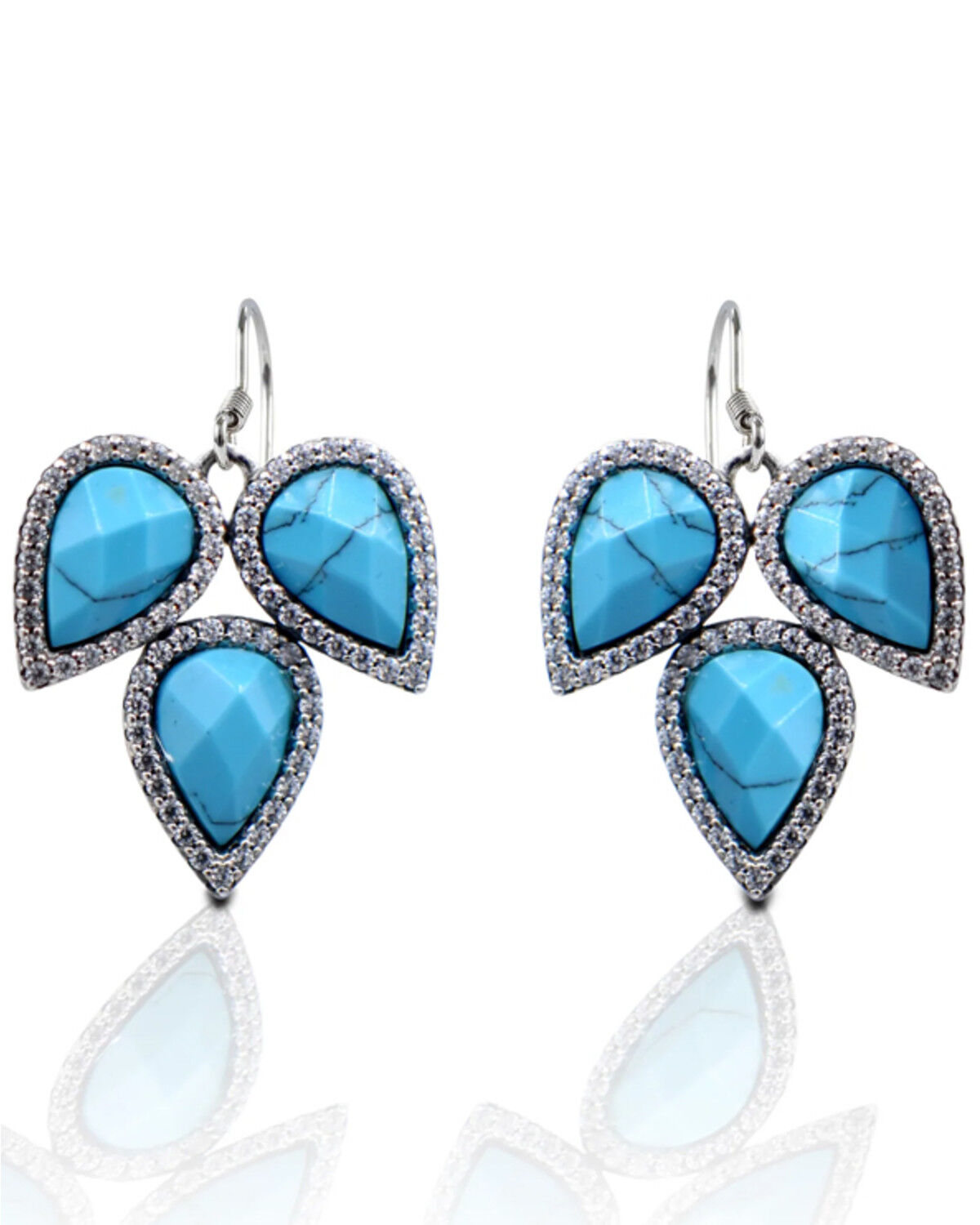 Image #1 - Kelly Herd Women's Turquoise Three-Stone Teardrop Earrings, Turquoise, hi-res