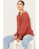 Image #1 - Wild Moss Women's Gauze Long Sleeve Button Down Shirt, Rust Copper, hi-res