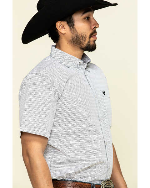 Image #3 - Cowboy Hardware Men's White Little Zig Geo Print Short Sleeve Western Shirt , White, hi-res