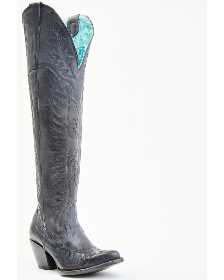 Corral Women's Black Embroidery Tall Western Boots - Snip Toe, Black, hi-res