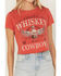 Image #3 - Shyanne Women's Chase Whiskey Not Cowboys Short Sleeve Cropped Graphic Tee, Red, hi-res