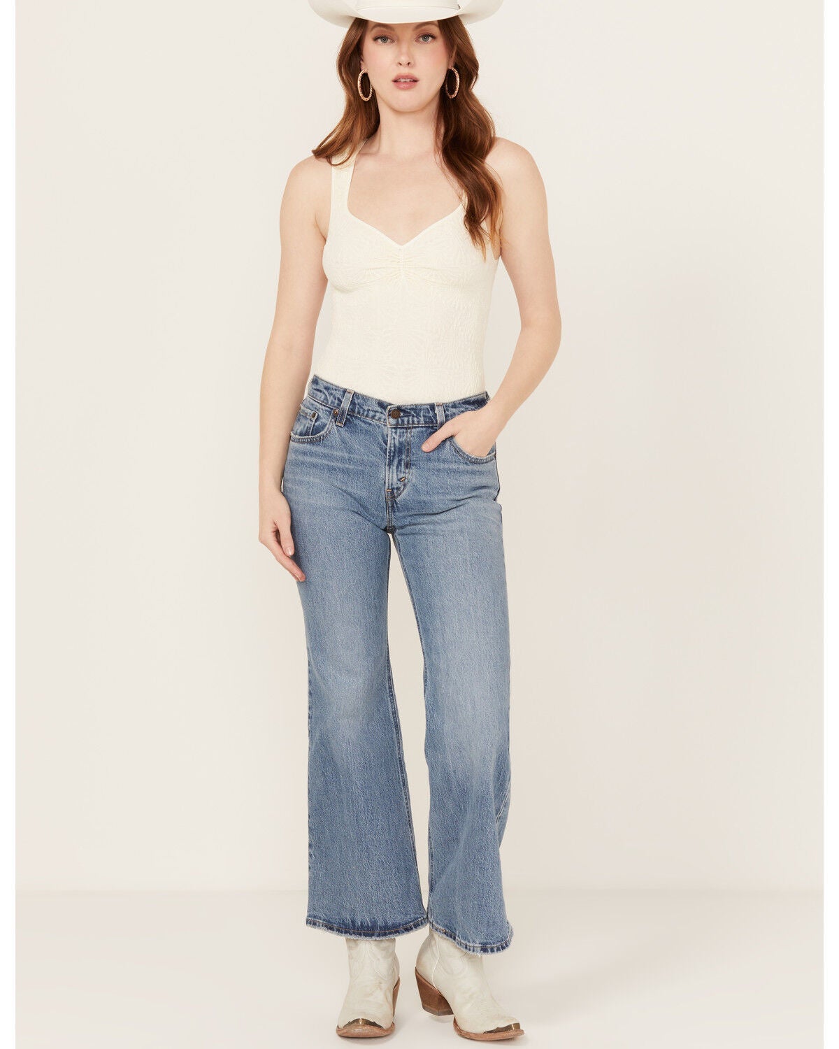 Levi's Women's Medium Wash Middy Ankle Flare Stretch Denim Jeans, Medium Wash, hi-res