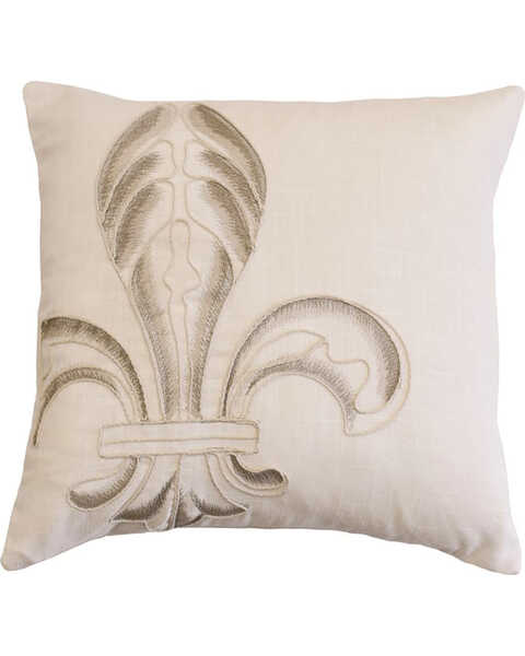 HiEnd Accents Fleur De Lis Embroidery Pillow, Cream, hi-res