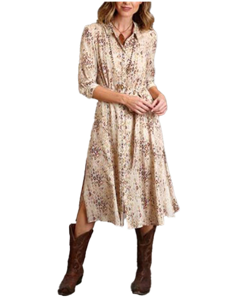 Stetson Women's Yellow Southwestern Print Midi Dress, Yellow, hi-res