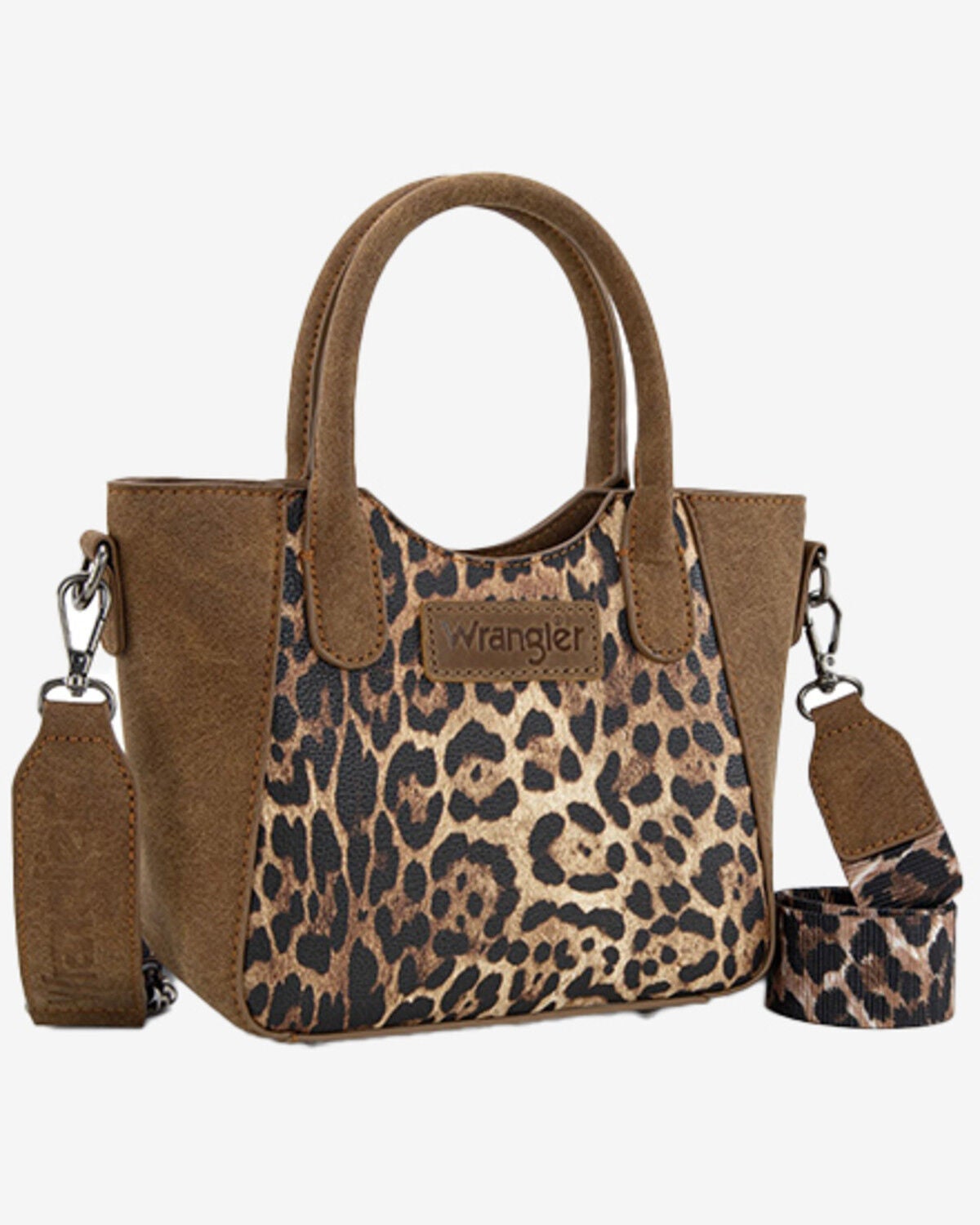 Image #1 - Wrangler Women's Leopard Print Small Crossbody Tote, Brown, hi-res