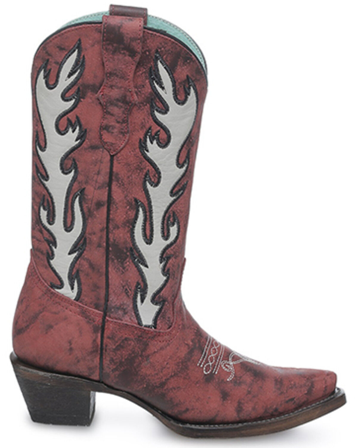 Image #2 - Corral Girls' Overlay Western Boots - Snip Toe, Wine, hi-res