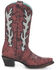Image #2 - Corral Girls' Overlay Western Boots - Snip Toe, Wine, hi-res