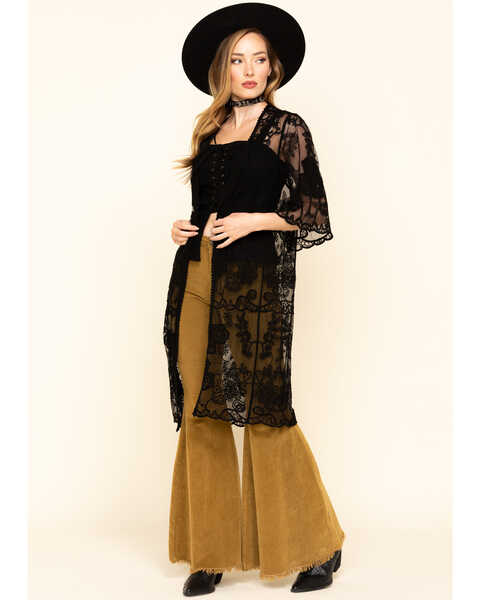 Image #6 - Shyanne Women's Lace Duster Kimono, Black, hi-res