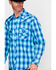 Image #5 - Rock & Roll Denim Men's Crinkle Washed Yarn Dye Plaid Long Sleeve Western Shirt, Blue, hi-res