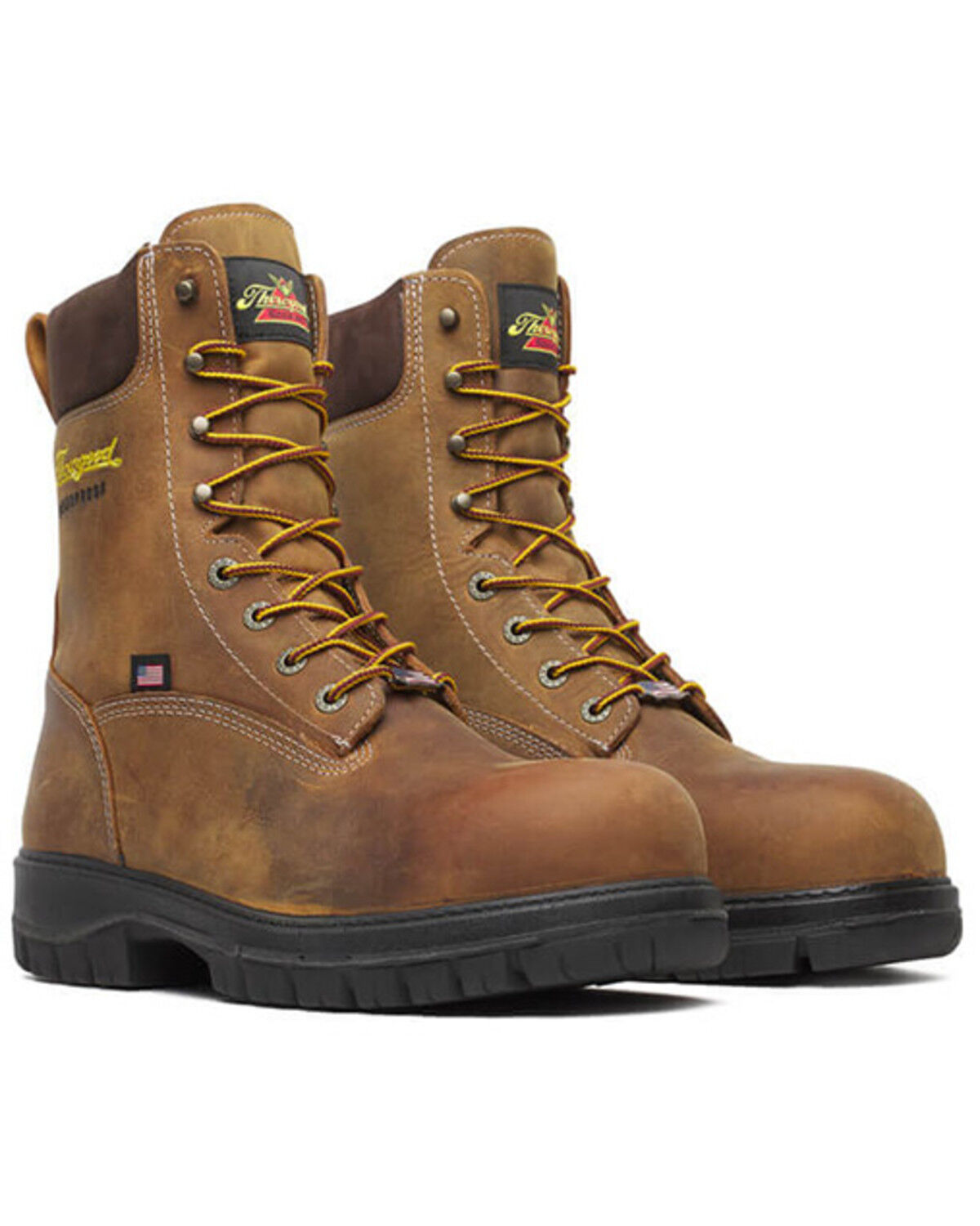 Image #1 - Thorogood Men's 8" Genesis Waterproof Work Boots - Nano Toe, Brown, hi-res