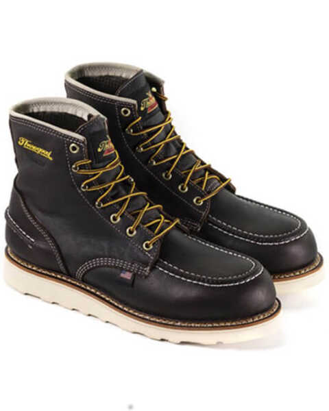 Image #1 - Thorogood Men's 6" Briar Pitstop Waterproof Work Boots - Moc Toe , Brown, hi-res